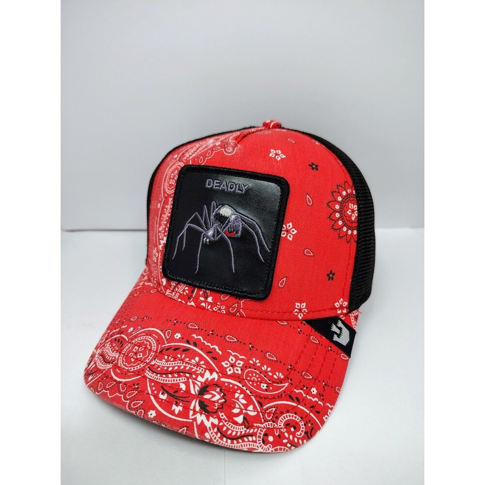 Goorin Bros The Farm Trucker Paisley Deadly Black Widow Spider Hat Mesh Snapback